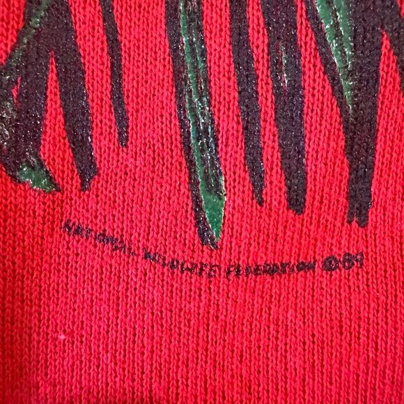 Vintage 80s Fly Wild Canadian Geese Red Sweatshirt Size Large Retro Cottagecore - Picture 3 of 6